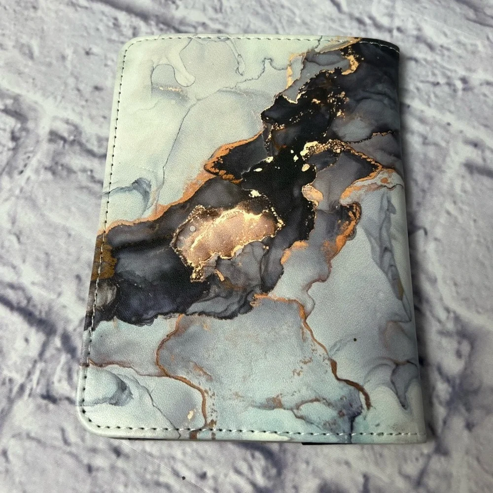 Marble Gold Accent Tablet Case - Light Blue & Black